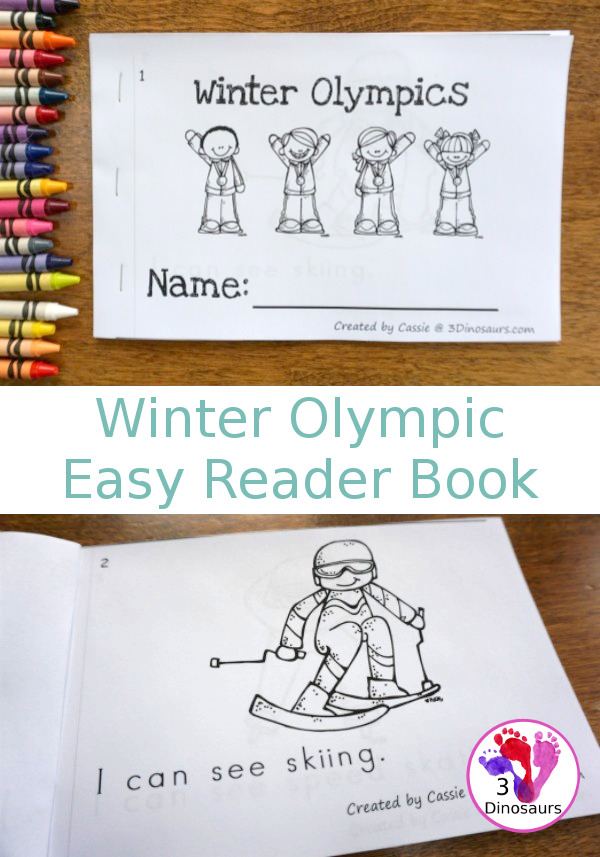 FREE Winter Olympics Easy Reader Book 10 page book for kids to read - 3Dinosaurs.com