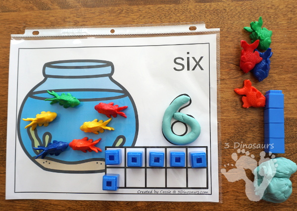 Free Fishbowl Counting Mats: 1 to 10 - 10 fun mats to use for counting fish - 3Dinosaurs.com