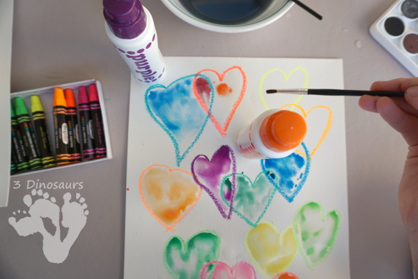Watercolor Heart Process Art - a fun way to explore painting with watercolors - 3Dinosaurs.com