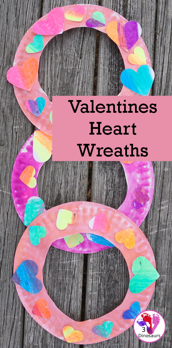 Valentines Heart Wreath - is a fun wreath you can make with color blending of oil pastels - 3Dinosaurs.com