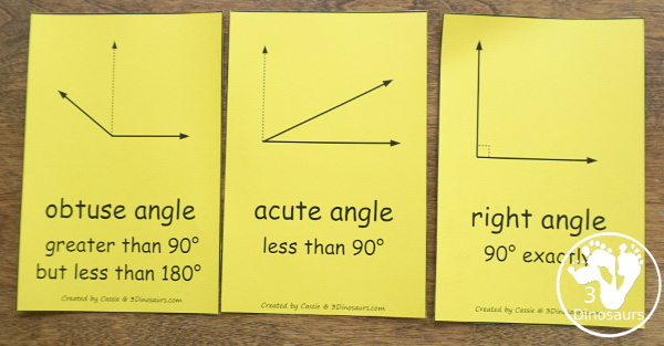 Free Geometry Math: Angles & Lines Wall Cards - 9 wall cards for 9 math terms for angles and lines - 3Dinosaurs.com  #3dinosaurs #angles #geometry #thirdgrade #fourthgrade  #freeprintable