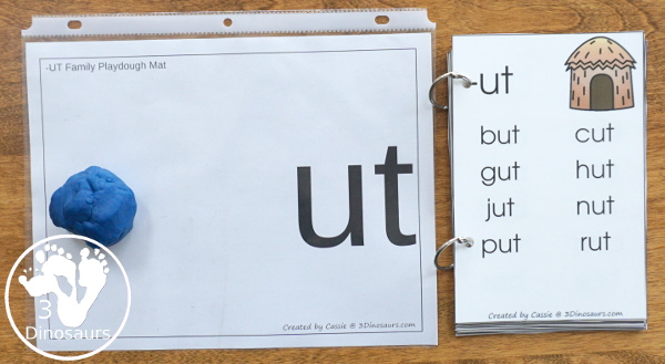 24 Free CVC Word Family Playdough Mats: -ad, -ag, -am, -an, -ar, -at, ay, -ed, -en, -et, -ig, -in, -ip, -it, -og, -op, -ot, -ow, -ox -oy, -ug, -un, -ut - Easy to use plus see a few ways to use the mats - 3Dinosaurs.com