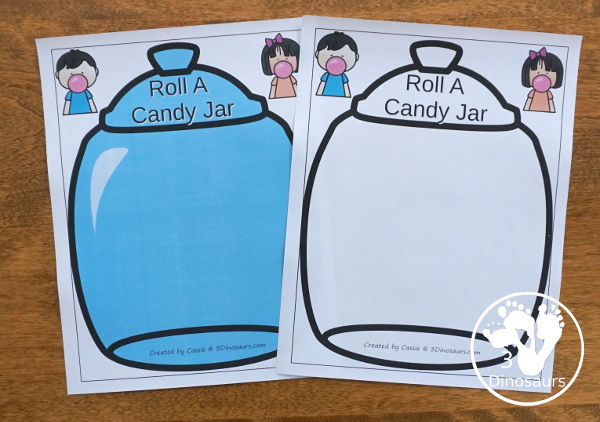 Free Roll a Candy Jar Math - Counting, Addition & Multiplication - There are great for kindergarten, prek, first grade, second grade, and third grade with a great way to reuse math practice  - 3Dinosaurs.com