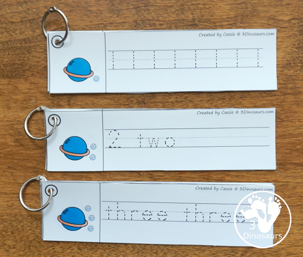 Space Activities Pack for Prewriting, Shapes, ABCs, and Numbers - 189 pages of activities with no-prep worksheets, easy reader books, clip cards and tracing strips. All to help have fun with planets, rockets and moons in easy to prepare pages and hands-on activities  - 3Dinosaurs.com