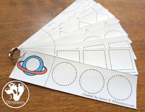 Space Activities Pack for Prewriting, Shapes, ABCs, and Numbers - 189 pages of activities with no-prep worksheets, easy reader books, clip cards and tracing strips. All to help have fun with planets, rockets and moons in easy to prepare pages and hands-on activities  - 3Dinosaurs.com