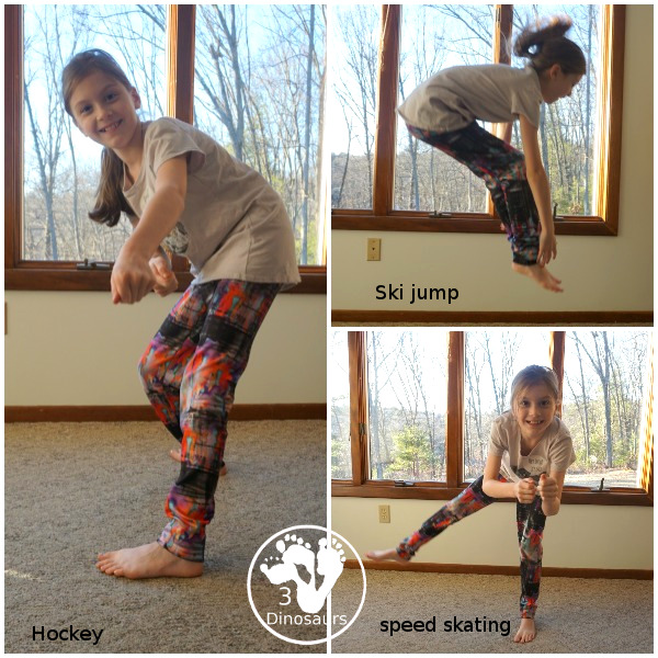 Free Winter Sports Gross Motor Dice - 6 movements and speed dice for kids to have fun with - 3Dinosaurs.com #wintersports #freeprintable