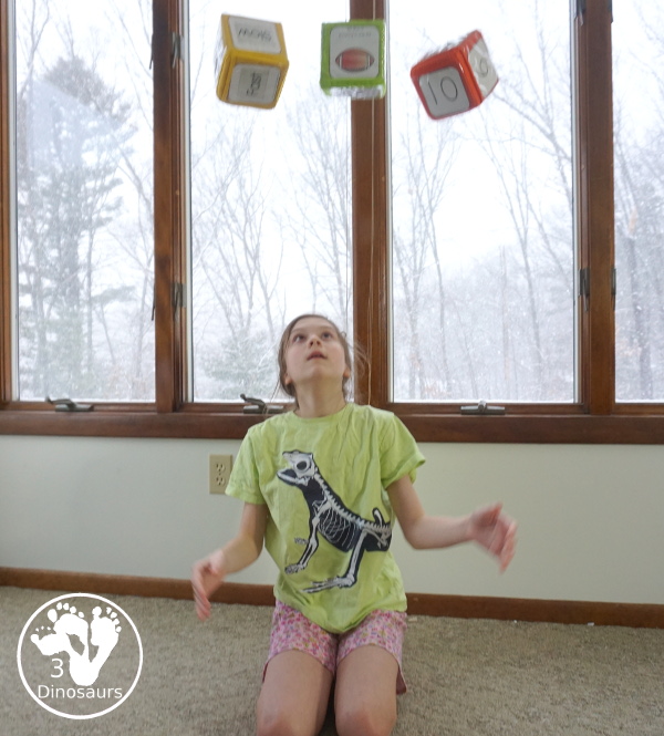 Free Football Theme Gross Motor Dice - 6 fun movements cards to use in a dice or a folding dice for the set with speed dice included - 3Dinosaurs.com