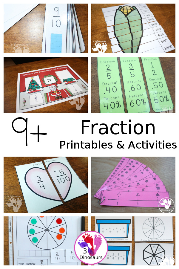 Fraction Activities & Printables on 3Dinosaurs.com