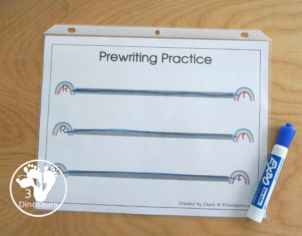 Free Romping & Roaring R Pack - R is for Rainbow theme with prewriting, writing, puzzles, dot marker letters, letter finds and more - 3Dinosaurs.com