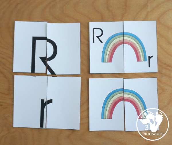 Free Romping & Roaring R Pack - R is for Rainbow theme with prewriting, writing, puzzles, dot marker letters, letter finds and more - 3Dinosaurs.com