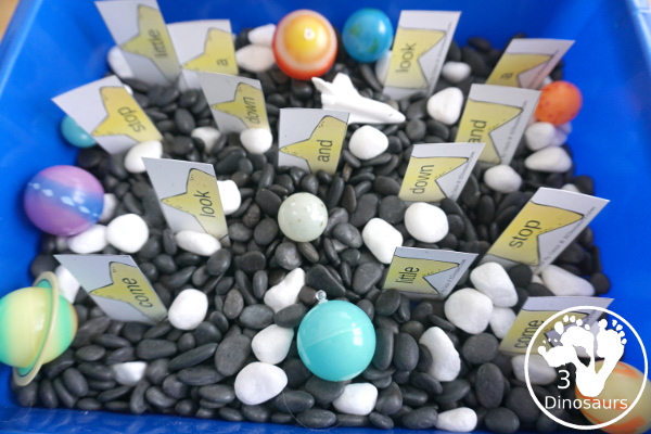 Free Space Theme Star Sight Word Matching Puzzles with 220 Sight Words - easy to use two piece puzzles for 220 sight words for kids to- 3Dinosaurs.com