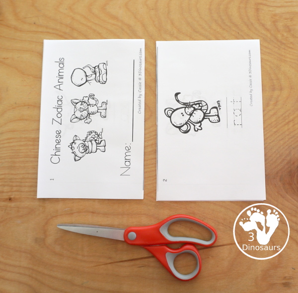 Chinese New Year Zodiac Animals Easy Reader Book with the 12 animals from the Chinese zodiac for kids to learn the names. - 3Dinosaurs.com