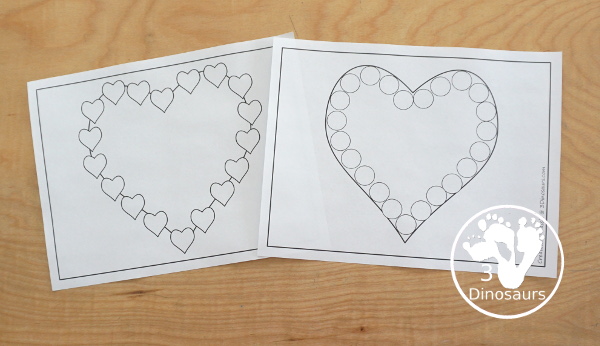  Free Heart Fine Motor Printables - with blank heart template, tracing hearts, dot marker hearts, and heart playdough mat - 3Dinosaurs.com