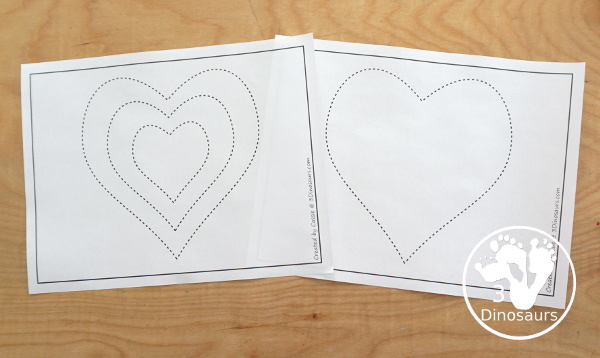  Free Heart Fine Motor Printables - with blank heart template, tracing hearts, dot marker hearts, and heart playdough mat - 3Dinosaurs.com