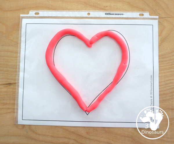  Free Heart Fine Motor Printables - with blank heart template, tracing hearts, dot marker hearts, and heart playdough mat - 3Dinosaurs.com