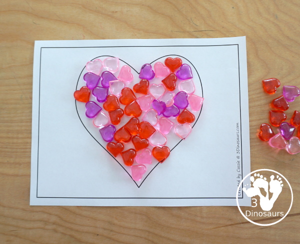  Free Heart Fine Motor Printables - with blank heart template, tracing hearts, dot marker hearts, and heart playdough mat - 3Dinosaurs.com