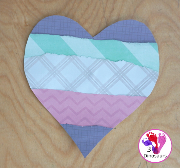 Torn Paper Valentine Hearts are a great fine motor craft for valentines. They are super fun for kids to make and display - 3Dinosaurs.com