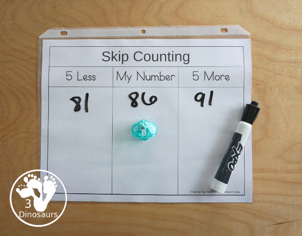 Free Skip Counting Less & More Printable - with adding and subtracting by skip counting numbers with skip counting from 2 to 12 with skip counting mats, skip counting cards and ship counting recording worksheet - 3Dinosaurs.com