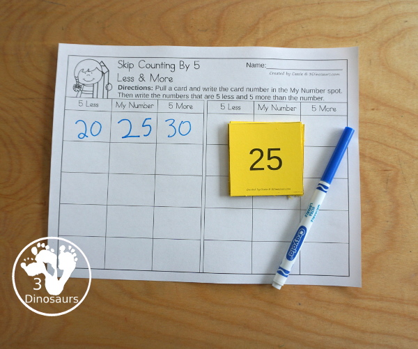 Free Skip Counting Less & More Printable - with adding and subtracting by skip counting numbers with skip counting from 2 to 12 with skip counting mats, skip counting cards and ship counting recording worksheet - 3Dinosaurs.com