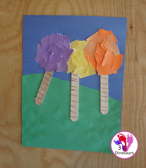 Torn Paper Truffula Trees - a fun fine motor craft to go with the book the Lorax - 3Dinosaurs.com