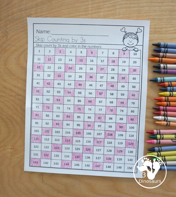 Valentine Skip Counting Set - with no-prep packs, skip counting mats, skip counting 10 piece puzzles, and task cards to work on skip counting from 2 to 12 - 3Dinosaurs.com