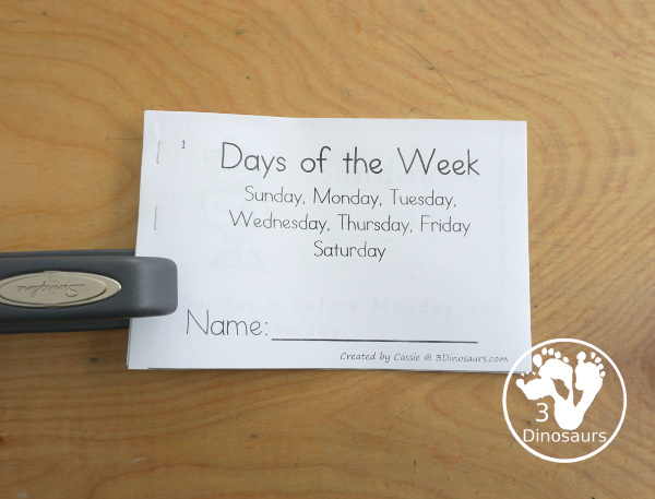 Free Day of the Week Easy Reader Book - a great 8 page book with a sentence to read about the day of the week with reading the words, tracing the word and writing the word. - 3Dinosaurs.com