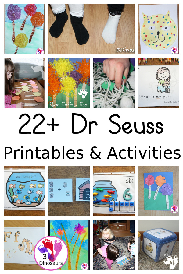 22 Fun Dr Seuss Activities - with gross motor, sensory bin, and crafts - 3Dinosaurs.com