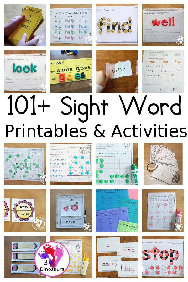 Sight Word Activities & Printables on 3Dinosaurs.com