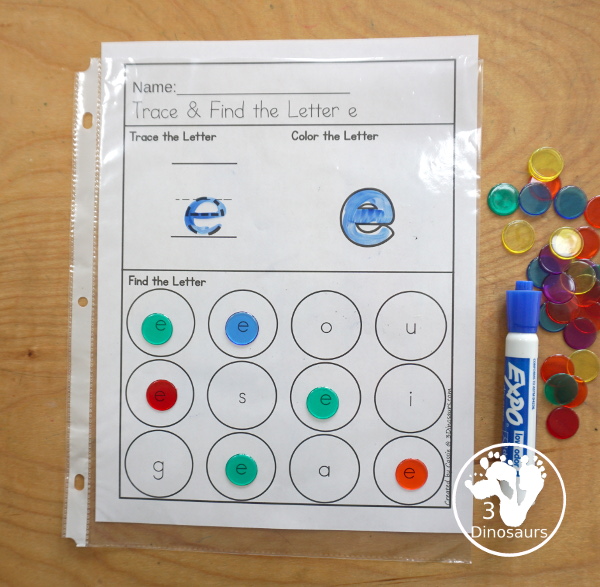 Free ABC Letter Find With Tracing & Coloring - you have all 26 letters of the alphabet with trace the letter, color the letter and then find the letter with uppercase only and lowercase only. A great letter worksheet for kindergarten. - 3Dinosaurs.com