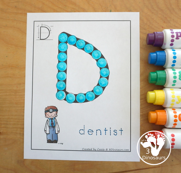 Community Helper Pack has several community helper themes for kids. With lots of different printables but has some great dental printables for tot, preschool, prek and kindergarten - 3Dinosaurs.com