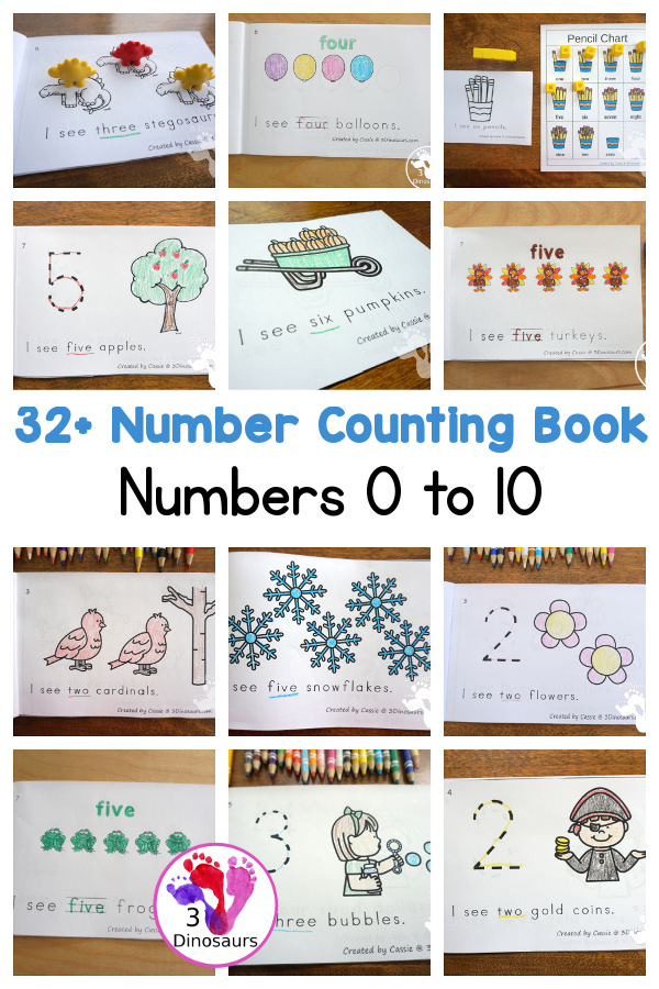 Counting Easy Reader Book Printabless on 3Dinosaurs.com