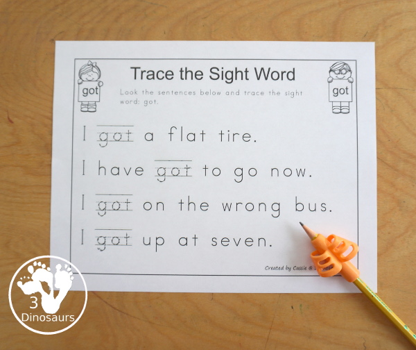 Free Romping & Roaring Third Grade Sight Words Packs Set 4: Full, Got, Grow, Hold - 6 pages of activities for each third Grade sight words: full, got, grow, hold. These are great for easy to use learning centers - 3Dinosaurs.com