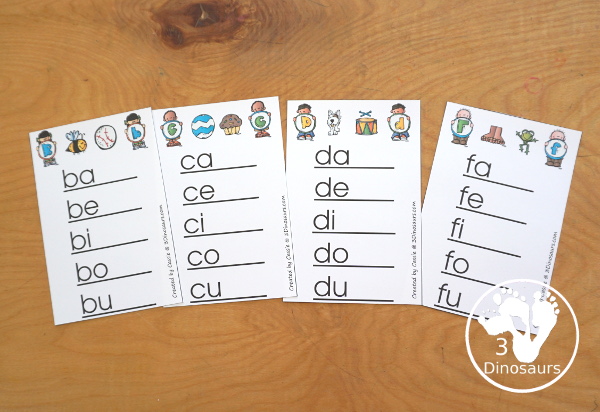 Free ABC Phonic Ladders - with a consonant vowel blend with all the combinations for kids to work on blending the beginning sound with a vowel sound. Plus, building and making words with the phonics ladders.- 3Dinosaurs.com