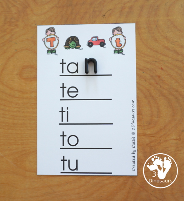 Free ABC Phonic Ladders - with a consonant vowel blend with all the combinations for kids to work on blending the beginning sound with a vowel sound. Plus, building and making words with the phonics ladders.- 3Dinosaurs.com