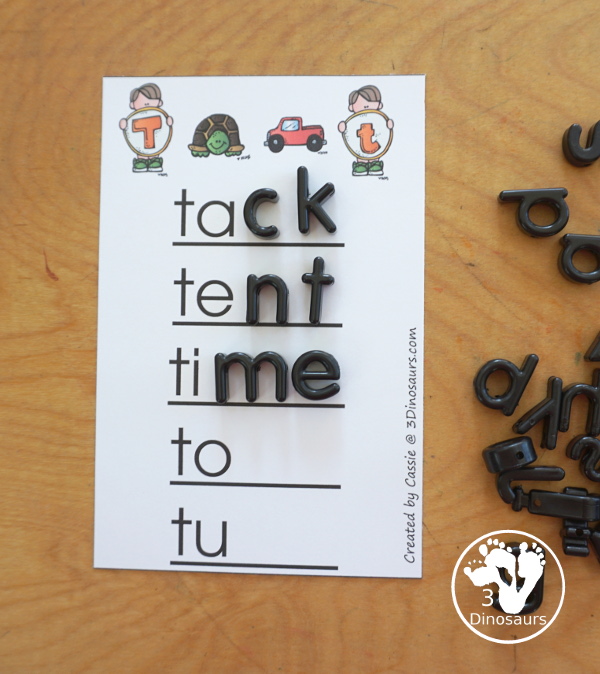 Free ABC Phonic Ladders - with a consonant vowel blend with all the combinations for kids to work on blending the beginning sound with a vowel sound. Plus, building and making words with the phonics ladders.- 3Dinosaurs.com