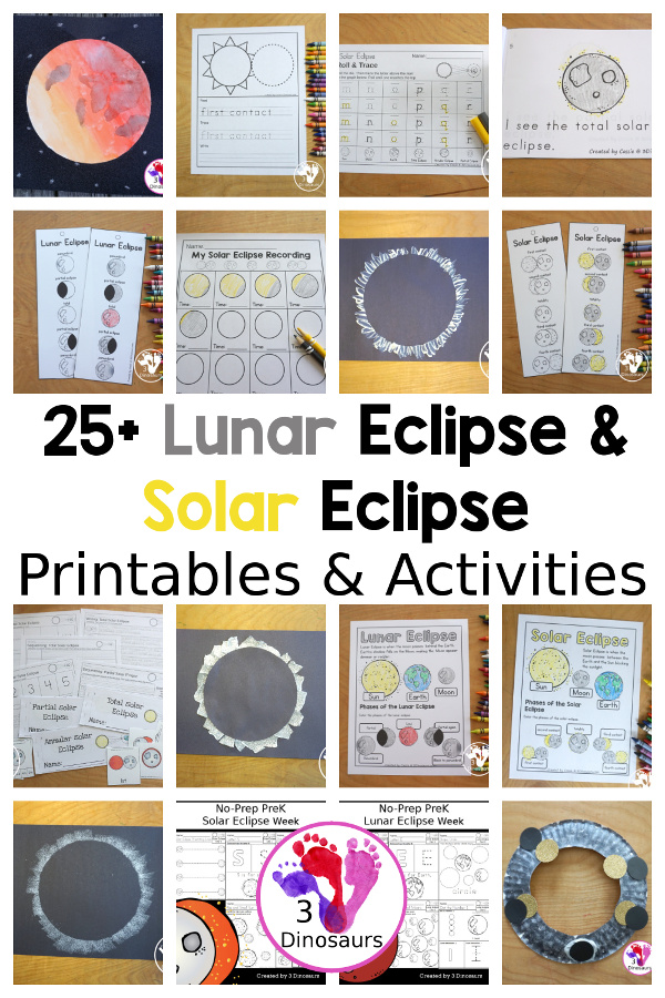 Solar Eclipse and Lunar Eclipses Printables & Crafts- 3Dinosaurs.com