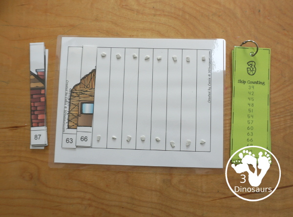 Free Three Little Pigs Skip Counting by 3 Puzzles Printables - you have three skip counting puzzles each skip counting by 3. You have 3 to 30, 33 to 60 and 63 to 90. Each puzzle skip counts by 3 ten times. - 3Dinosaurs.com