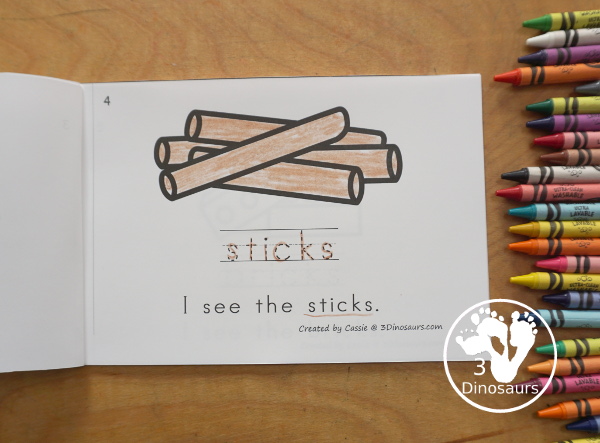 Free Three Little Pigs Easy Reader Book with Tracing has a fun 11 page book with different words from the story for kids to trace the word and then read the sentence for the word. A super simple, easy reader book for kids for the Three Little Pigs Story. - 3Dinosaurs.com