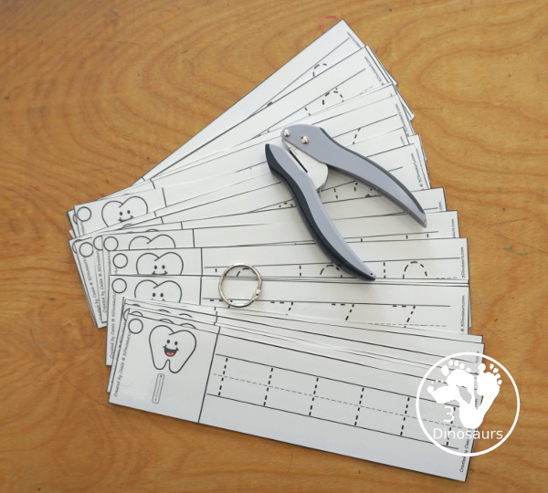 Free Tooth Number Tracing Strips - with numbers 0 to 20. You can trace the numbers and an example of how to trace the numbers on the strips, plus an tooth on each tracing strip. - 3Dinosaurs.com