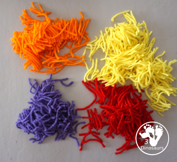 Yarn Truffula Trees - a fun and easy craft for the book The Lorax and Earth Day. You use paper, craft sticks and yarn to make the truffula trees.  3Dinosaurs.com