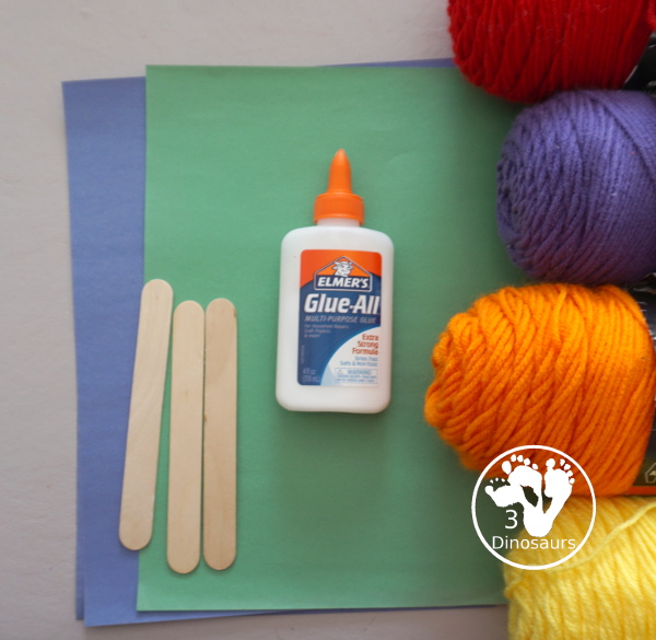 Yarn Truffula Trees - a fun and easy craft for the book The Lorax and Earth Day. You use paper, craft sticks and yarn to make the truffula trees.  3Dinosaurs.com
