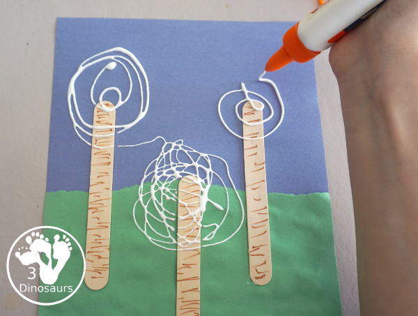 Yarn Truffula Trees - a fun and easy craft for the book The Lorax and Earth Day. You use paper, craft sticks and yarn to make the truffula trees.  3Dinosaurs.com