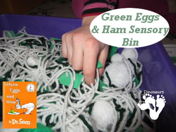 Green Eggs and Ham Sensory Bin - 3Dinosaurs.com