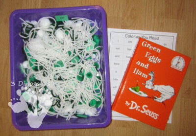 Green Eggs and Ham Sensory Bin - 3Dinosaurs.com