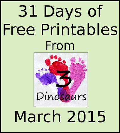 31 Days of Free Printables - 3Dinosaurs.com