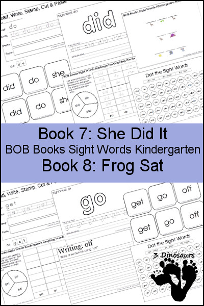 Early Reading Printables BOB Books Sight Words Kindergarten: Books 7 & 8 - 3Dinosaurs.com