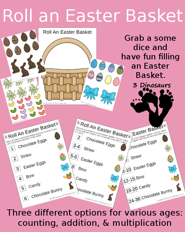Free Roll An Easter Basket Printable - 3Dinosaurs.com