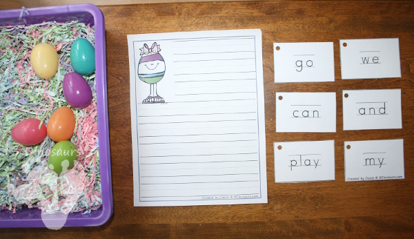 Easter Egg Sight Word Matching - hands on matching and writing activity - 3Dinosaurs.com