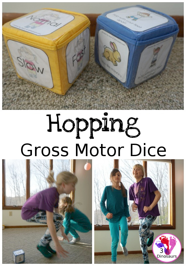 Free Hopping Gross Motor Dice -  6 movements with speed dice included with dice and dice inserts - 3Dinosaurs.com