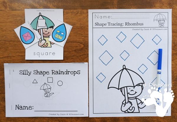 Rain & Umbrella Themed Spring Pack For PreK & Kindergarten- with loads of activities that work on abcs, numbers, math counting and more - It has a mix of hands-on and no-prep activities - 3Dinosaurs.com